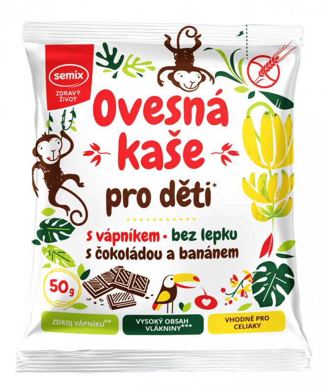 Ovesná bezlepková kaše pro děti s čokoládou a banánem 50 g