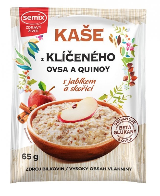 Kaše z klíčeného ovsa a quinoy s jablkem a skořicí bez lepku 65 g