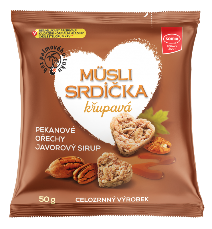 Müsli srdíčka s pekanovými ořechy a javorovým sirupem 50 g