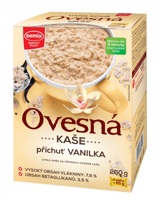 Balení ovesných vanilkových kaší od Semixu