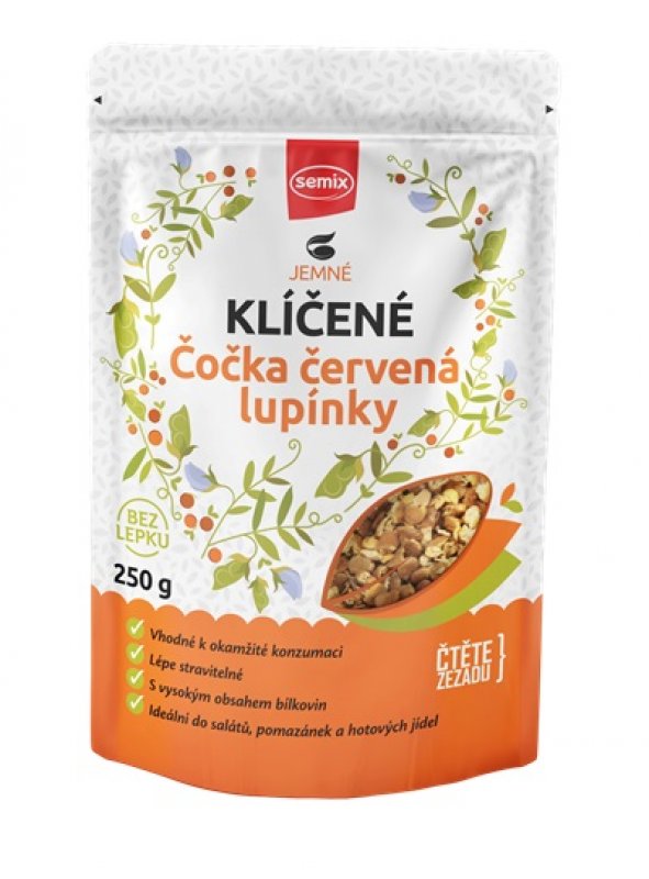 Klíčená čočka červená lupínky 250 g