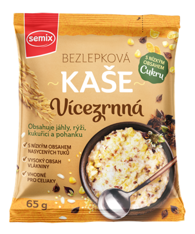 Vícezrnná bezlepková kaše s nižším obsahem cukru